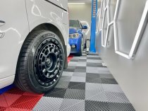 New 16 Inch Targa TG9-HD Heavy Duty Alloy Wheels In Matt Black Ford Transit Custom Gen2 / VW Transporter T7 1150kg 6x120