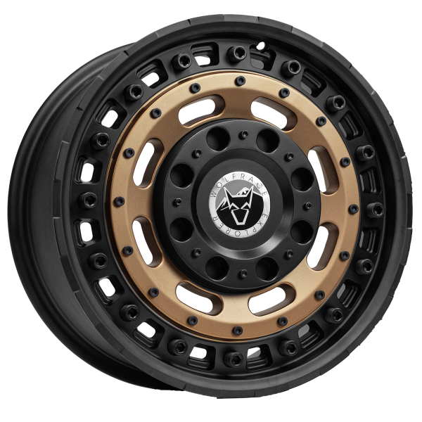 New 17 Inch Wolfrace Explorer Slotmag Alloy Wheels In Matt Black With Matt Bronze Center 1250kg VW Transporter T5 T6 5x120