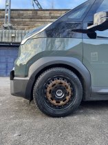 New 17 Inch Wolfrace Explorer Slotmag Alloy Wheels In Matt Black With Matt Green Center 1250kg Load, KIA PV5 Vans 5x114.3