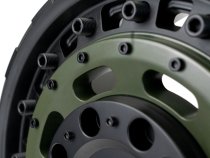 New 17 Inch Wolfrace Explorer Slotmag Alloy Wheels In Matt Black With Matt Green Center 1250kg Load, KIA PV5 Vans 5x114.3