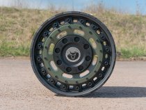 New 17 Inch Wolfrace Explorer Slotmag Alloy Wheels In Matt Black With Matt Green Center 1250kg Load, KIA PV5 Vans 5x114.3