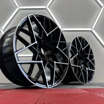 New 19 Inch Type 795 Alloy Wheels In Gloss Black With Machine Polished Face With Deeper Concave 9.5" Rear 5x112