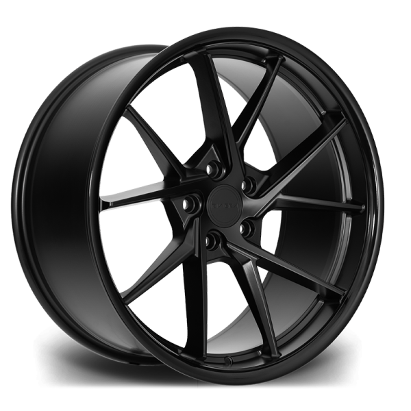 New 20 Inch Riviera RF1 Alloy Wheels in Matt Black with Gloss Black Lip, Deeper Concave 10" Rears 5x112