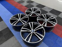 Used 19 Inch Genuine BMW Style 442 F30/31 M Double Spoke Alloy Wheels, Wide Rear, Fully Refurbished In Gloss Black With Polished Face 5x120