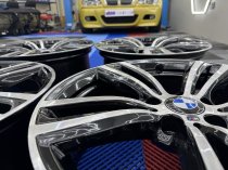 Used 19 Inch Genuine BMW Style 442 F30/31 M Double Spoke Alloy Wheels, Wide Rear, Fully Refurbished In Gloss Black With Polished Face 5x120