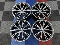 Used 20 Inch Genuine Style 551i F15 X5 Individual Alloy Wheels, Fully Refurbished In Orbit Grey With Polished Face, 11″ Rear 5x120