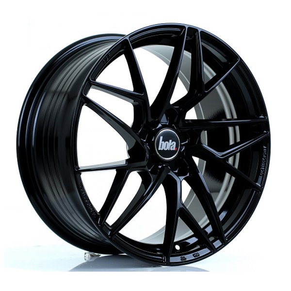 New 19 Inch Bola FLR Alloy Wheels In Gloss Black, Flow Formed, Wider Rear Option, BMW 5x120