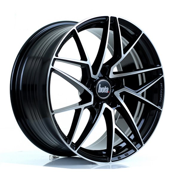 New 18 Inch Bola FLR Alloy Wheels In Gloss Black Polished, Flow Formed