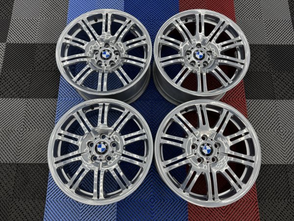 Used 19 Inch Genuine BMW Style 67M E46 M3 Alloy Wheels, Wide Rear, Recent Refurbished in Chrome powder 5x120