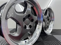 New 17 Inch Throwing Star M5 Style Alloy Wheels In Gunmetal With Polished Dish And Deeper 9" Rears 5x120