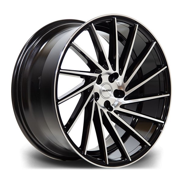 NEW 20" RIVIERA RV135 DIRECTIONAL ALLOY WHEELS IN BLACK WITH POLISHED FACE 9.5"ET38 ALL ROUND