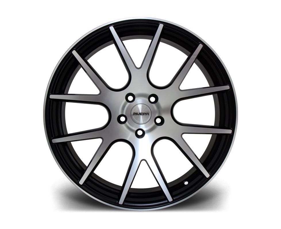 NEW 20" RIVIERA RV185 ALLOY WHEELS IN MATT BLACK WITH POLISHED FACE, WIDER 9.5" REARS